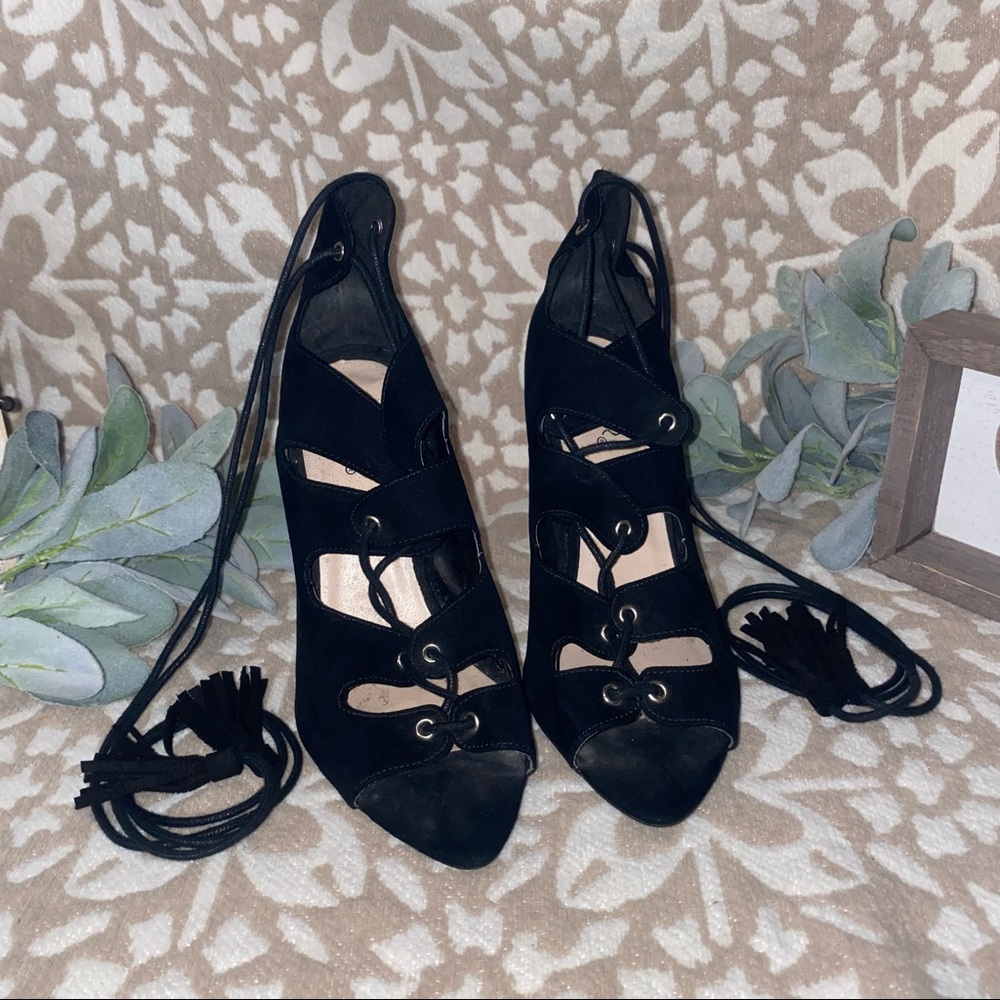 Black lace up heels